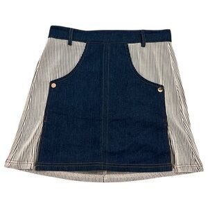 Chic Denim and Striped Mini Skirt